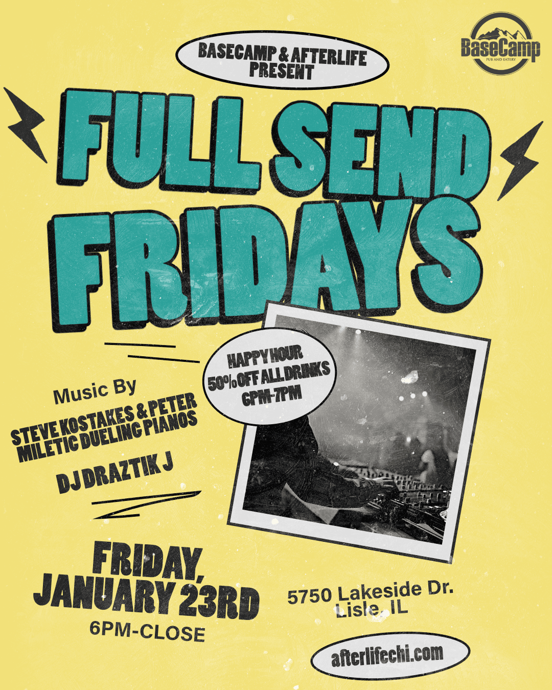 Happy Hour 50% off Drinks + Dueling Pianos + DJ Late Night