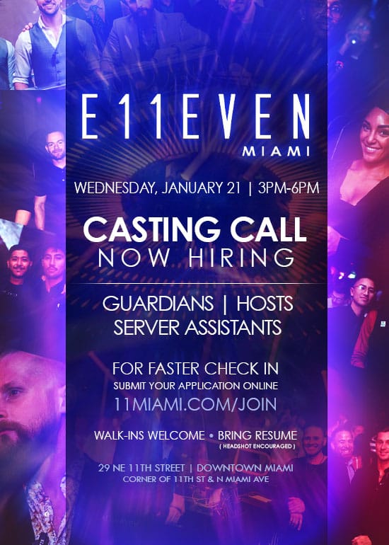 E11EVEN MIAMI CASTING CALL