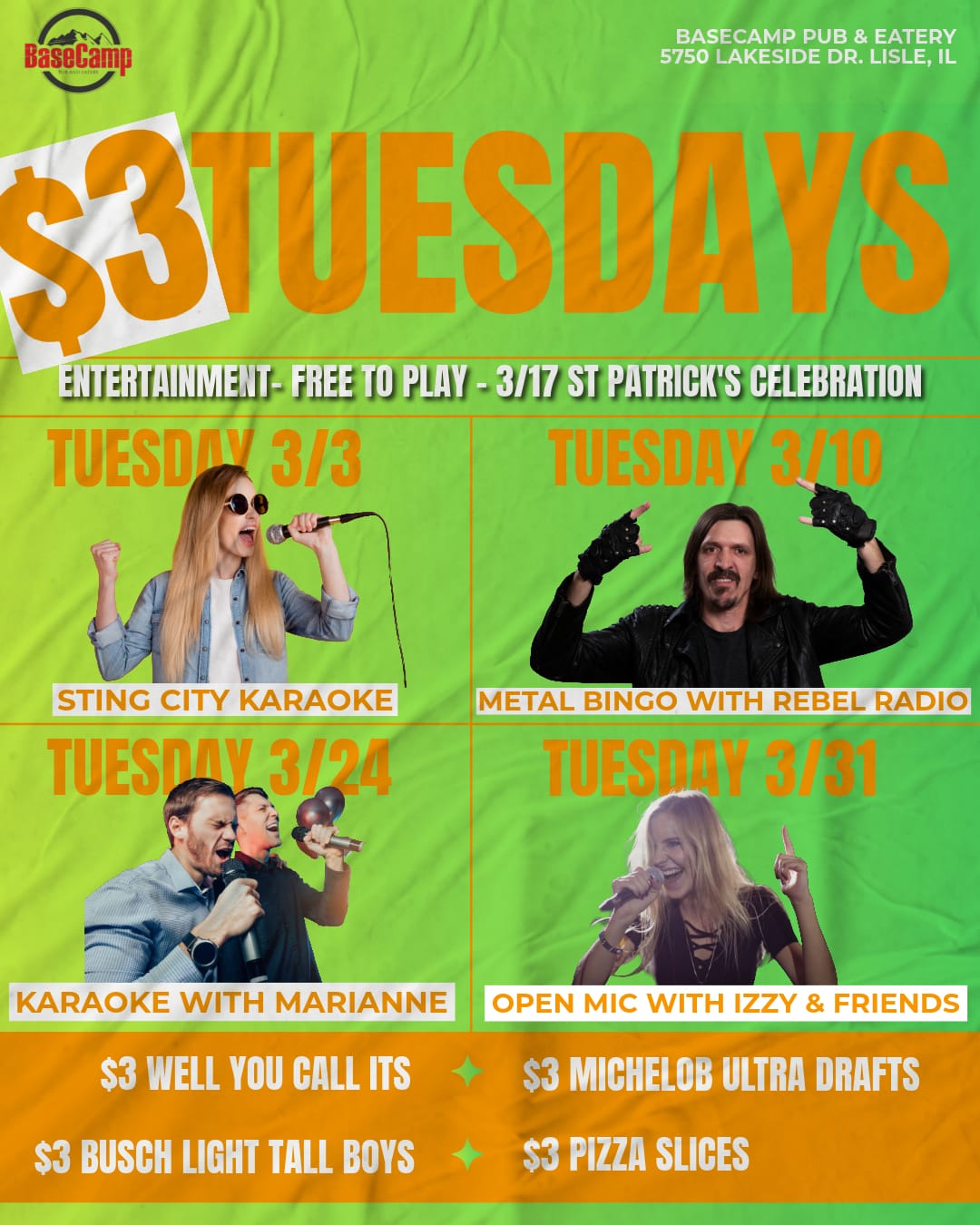 $3 Tuesdays W Karaoke, Metal Bingo & Open Mic Night!