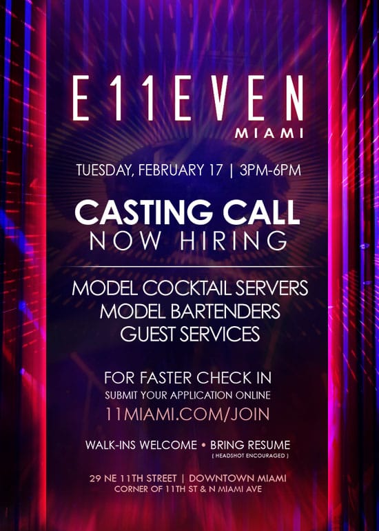 E11EVEN MIAMI CASTING CALL