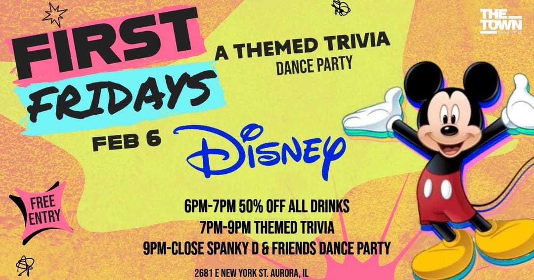 🎉 Disney Trivia & Happy Hour – This Friday @ The Town Bar!