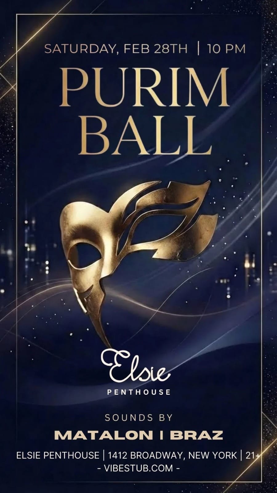 Purim Ball 2026 @ Elsie Penthouse - Saturday 2.28